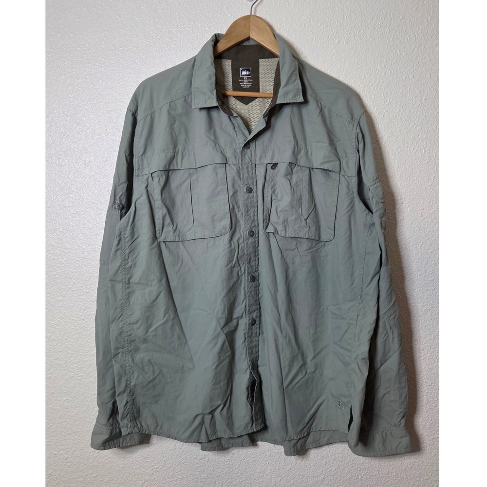REI Safari Fishing Hiking Shirt XL Vented Nylon Outdoor Utility Button Up
